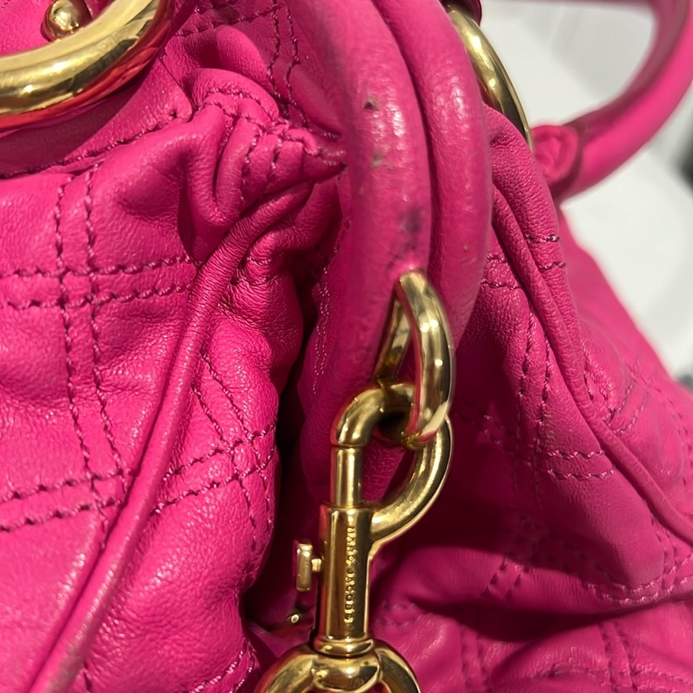 Marc Jacobs Stam Barbie pink Quilted Kiss Lock Snap Closure Satchel Purse Y2K … - Picture 7 of 12